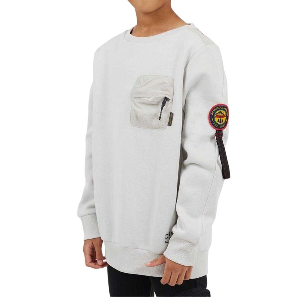 Brave Soul Boys Chest Pocket Sweatshirt / Light Grey